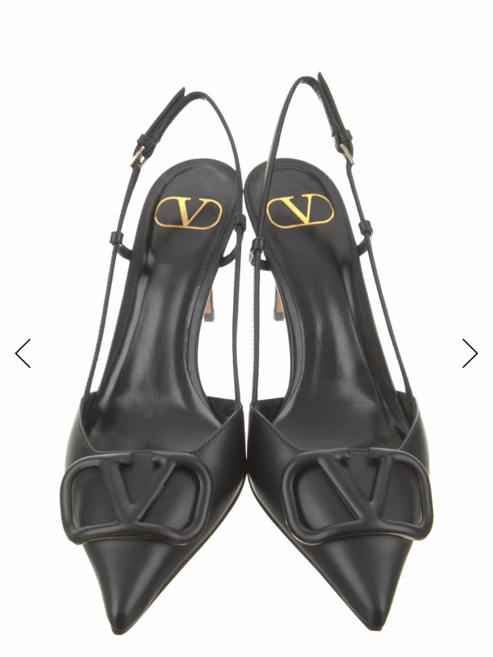 Valentino Garavani Black Leather Slingback Pumps with Logo,With box and dust bag